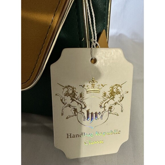 Handbag Republic Classic Clutch W/Gold Crossbody Strap Butterfly Accent 2 Tone - Picture 4 of 13